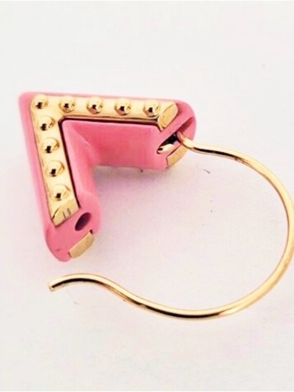 Louis Vuitton Pink and Gold V-Shaped Drop Statement Earring - Picture 4 of 7